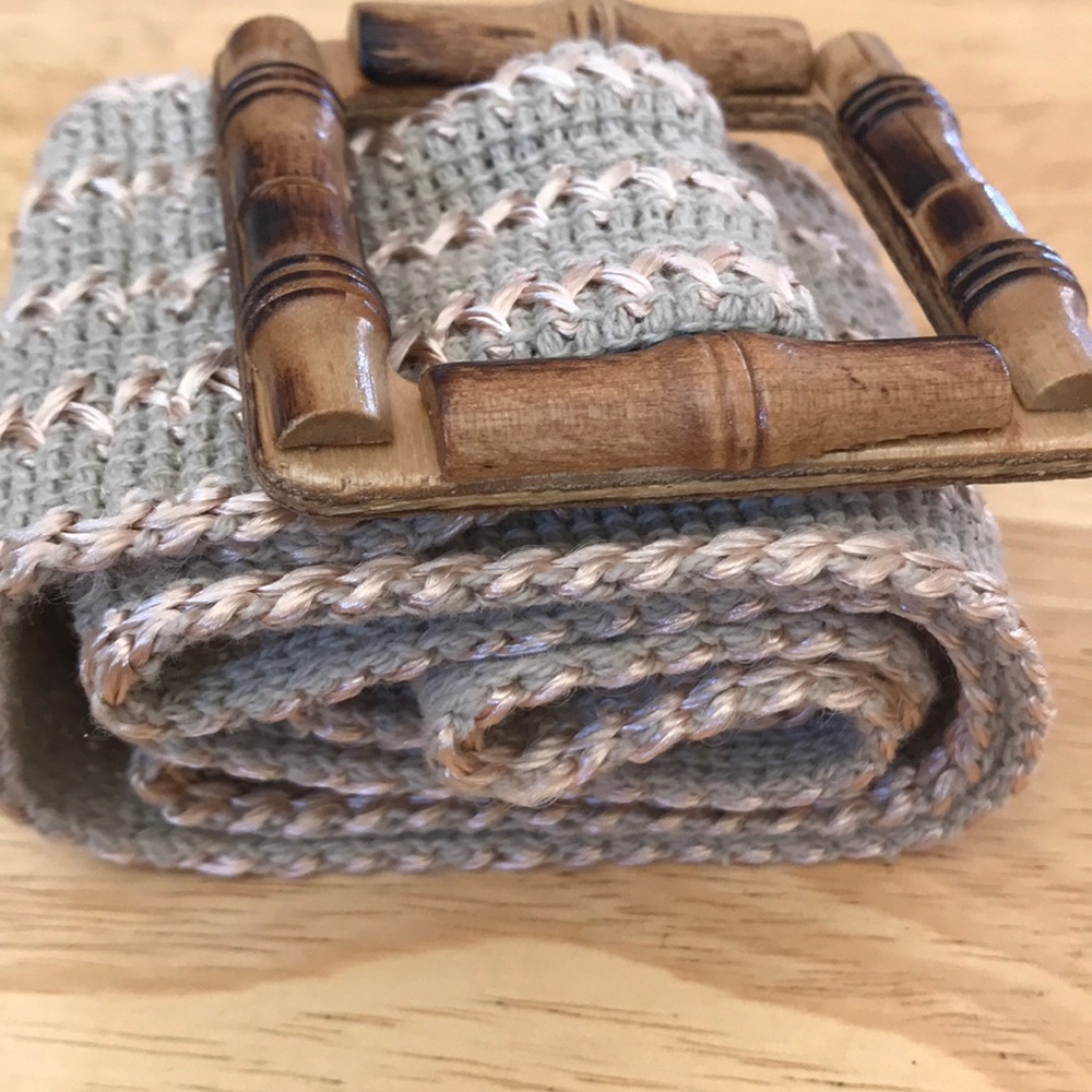Tropic beach Bamboo fabric belt in tan 2 inch wide 36 inch - Picture 2 of 8